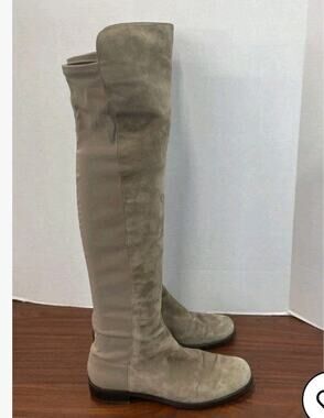 Stuart Weitzman 5050 Over the Knee Taupe Suede Boot Sz 8.5B